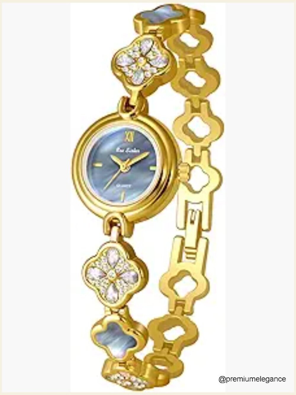 Vintage Gold Watch for Women Hollow Four Leaf Chain Bracelet Dainty Small